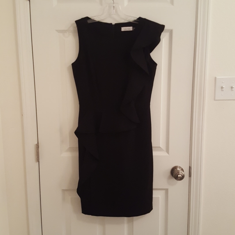 Asymmetrical black ruffle dress